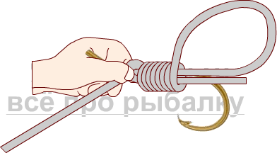 рыболовные узлы - как привязать крючок Sliding Snood картинка 2